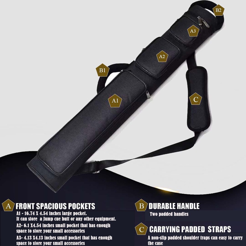 Champion 2X4,3×6 Black Nylon Billiard Pool Cue Stick Hard Case 4S2B, 6S3B
