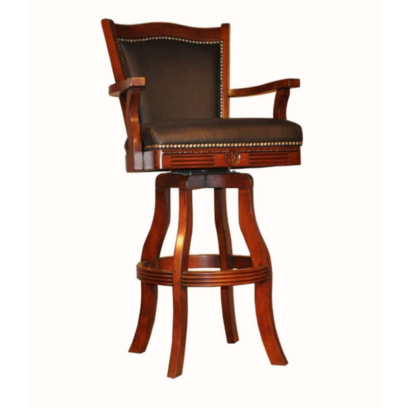 ECI Distressed Walnut Leather Bar Stool