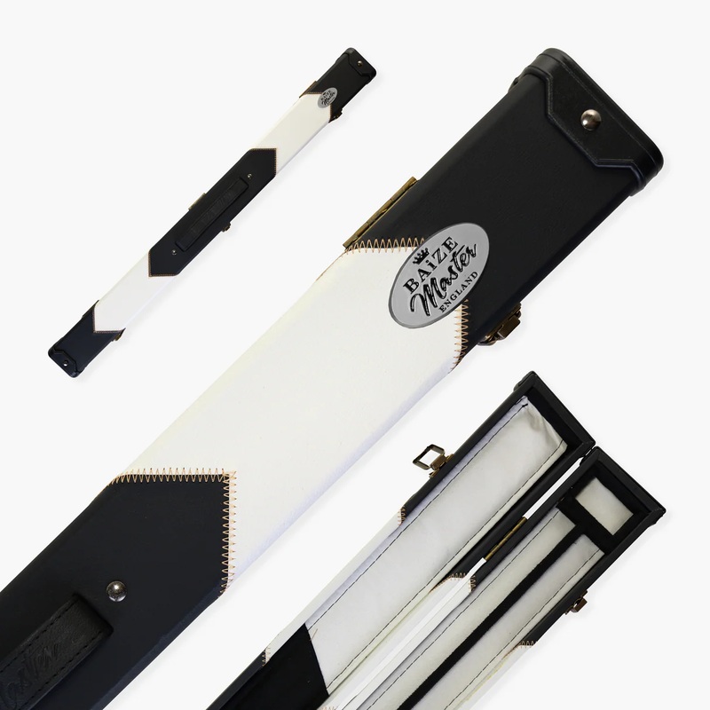 Baize Master Deluxe arrows 2 piece matching interior case WHITE for centre jointed cues