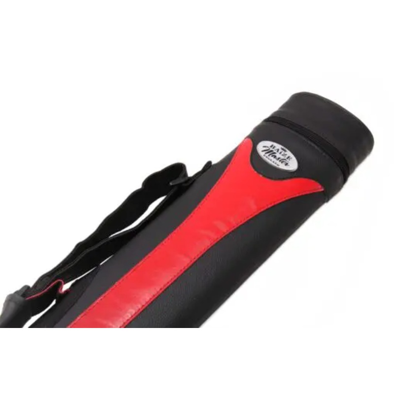 Oval Quad RED case by Baize Master to hold x 2 centre jointed cues and Accessories
