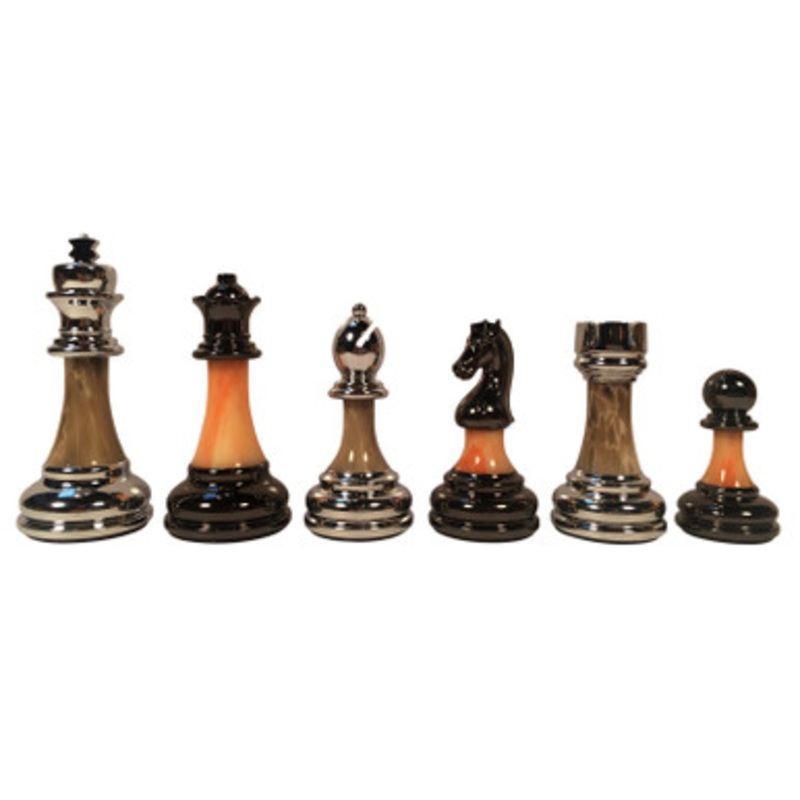 Coral & Grey Acrylic Chess Men