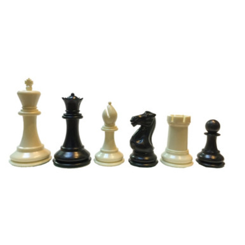 Triple Weighted Black & Cream Plastic Staunton Chessmen Set