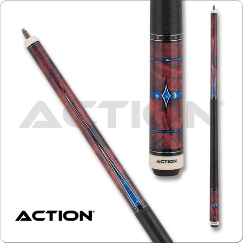 Action Fractal ACT155 Burl w/ Blue Diamonds & Points Pool Cue