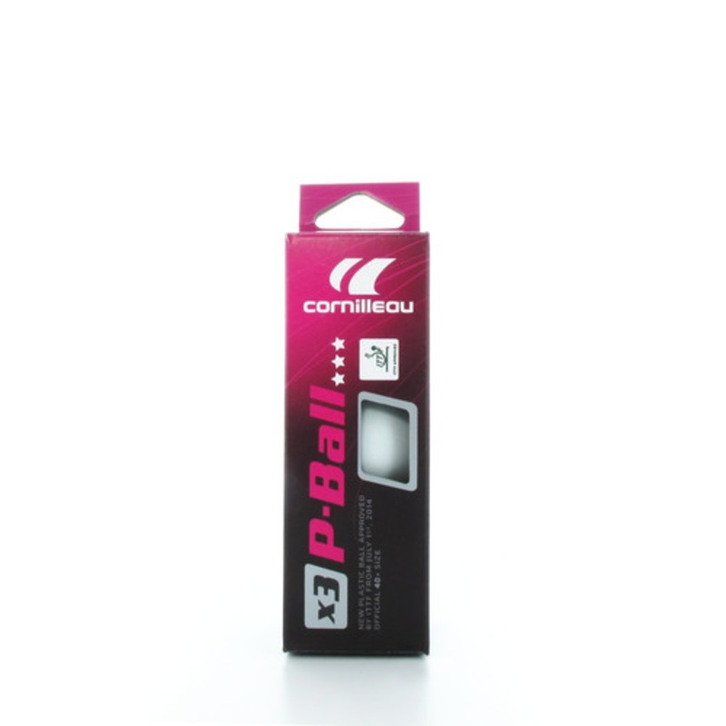 Cornilleau P-Ball Competition Poly – 3-Star ITTF White 3 Ball Pack