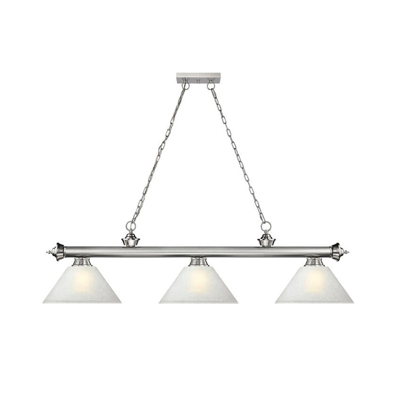 Z-Lite Cordon Brushed Nickel with White Linen Shades