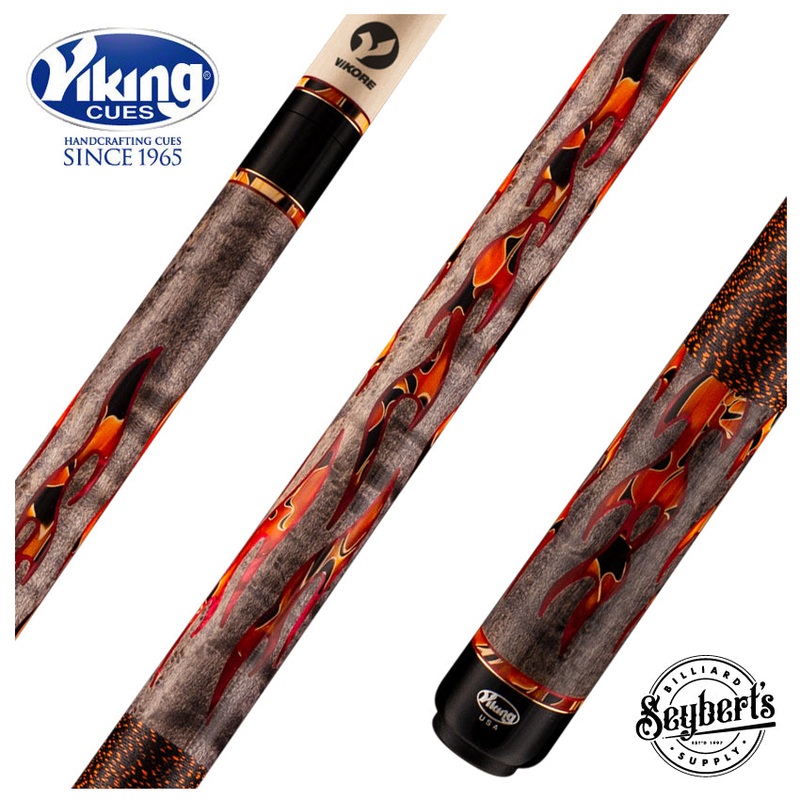 Viking Defender Series Smoke Stained Birdseye Maple with Raging Fury and Red Premium Pearl Inlays Play Cue – DF0411