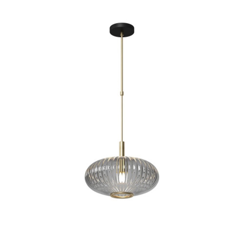 RAM Prohibition Brass Bar Single Shade Vintage Smoke Glass Pendant