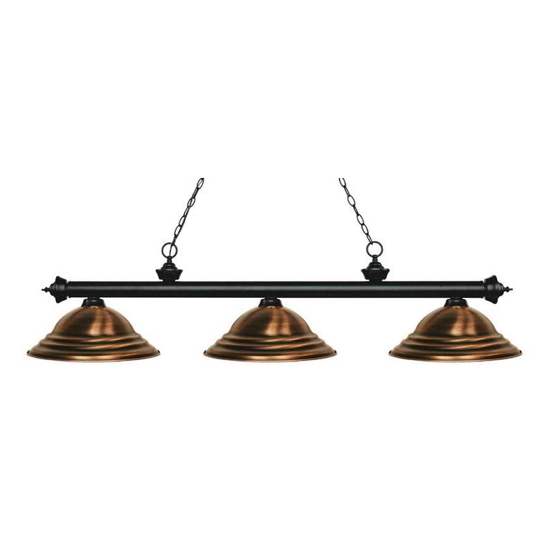Z-Lite Riviera Matte Black with Antique Copper Stepped Shade