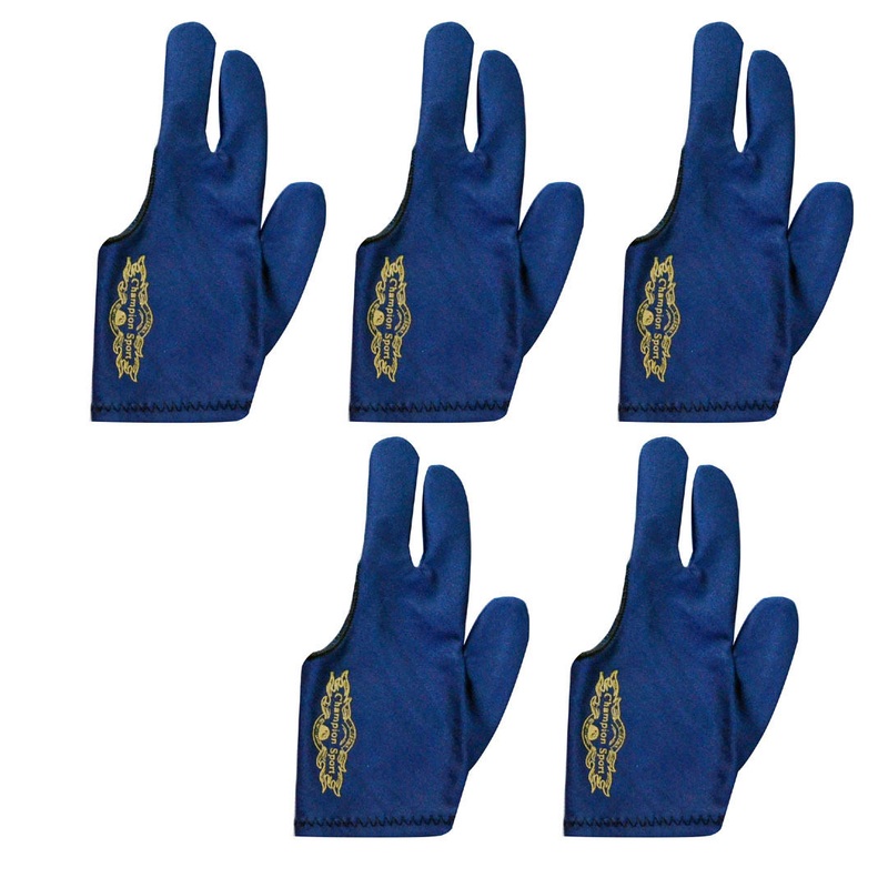 5 Champion Sport Dark Blue Billiards Gloves For Pool Cues Stick (5 pieces)