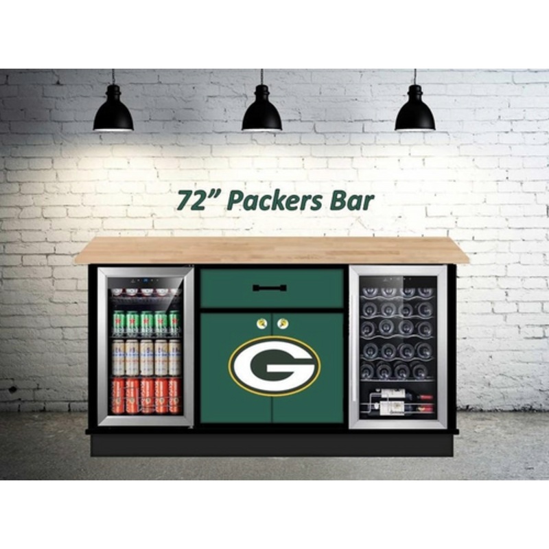 Green Bay Packers Custom 72 Wall Bar Cabinet
