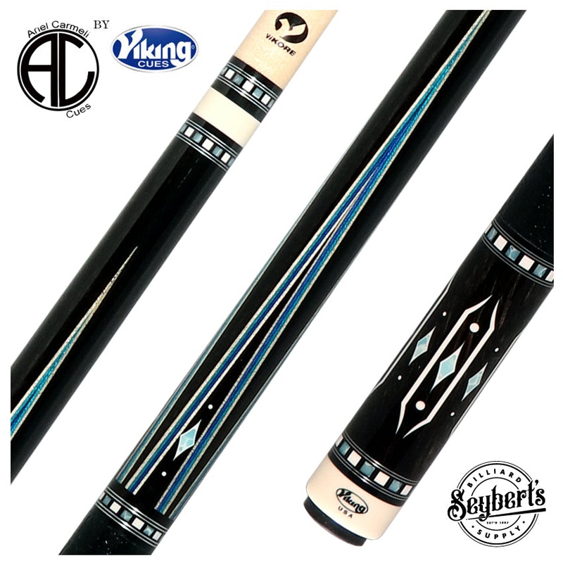 Ariel Carmeli by Viking Diamond Series Blue Diamond Pool Cue with Vikore Shaft – Black Crocodile Wrap