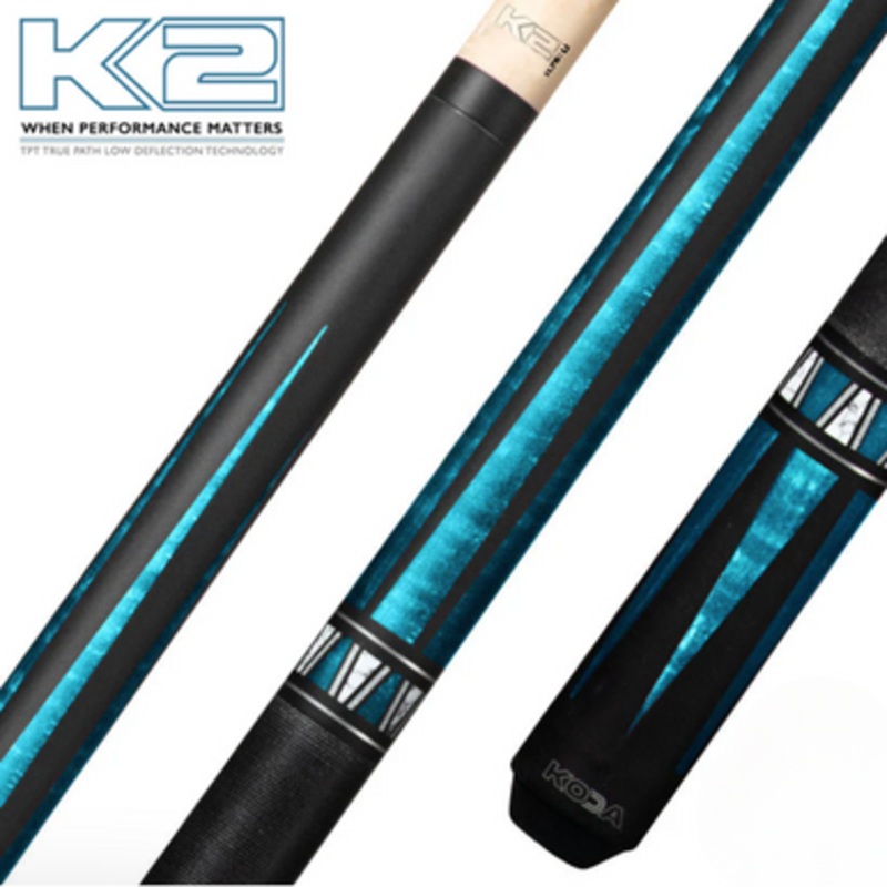 K2 KL172 4-Point Matte Black & Teal Cue w/ 11.75mm LD Shaft