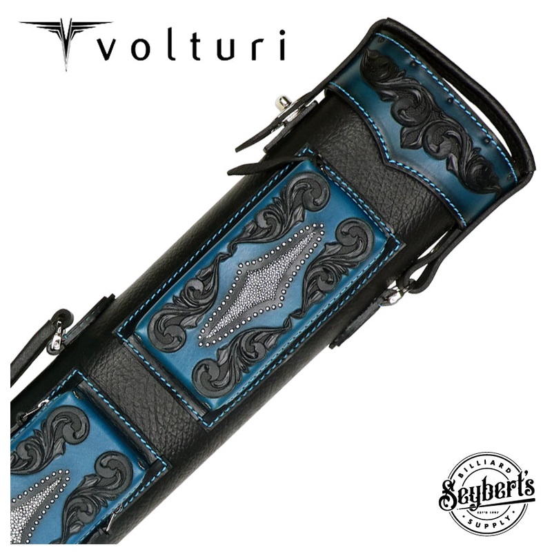 Volturi Custom Venice Style Black/Turquoise 4×8 Hard Pool Cue Case