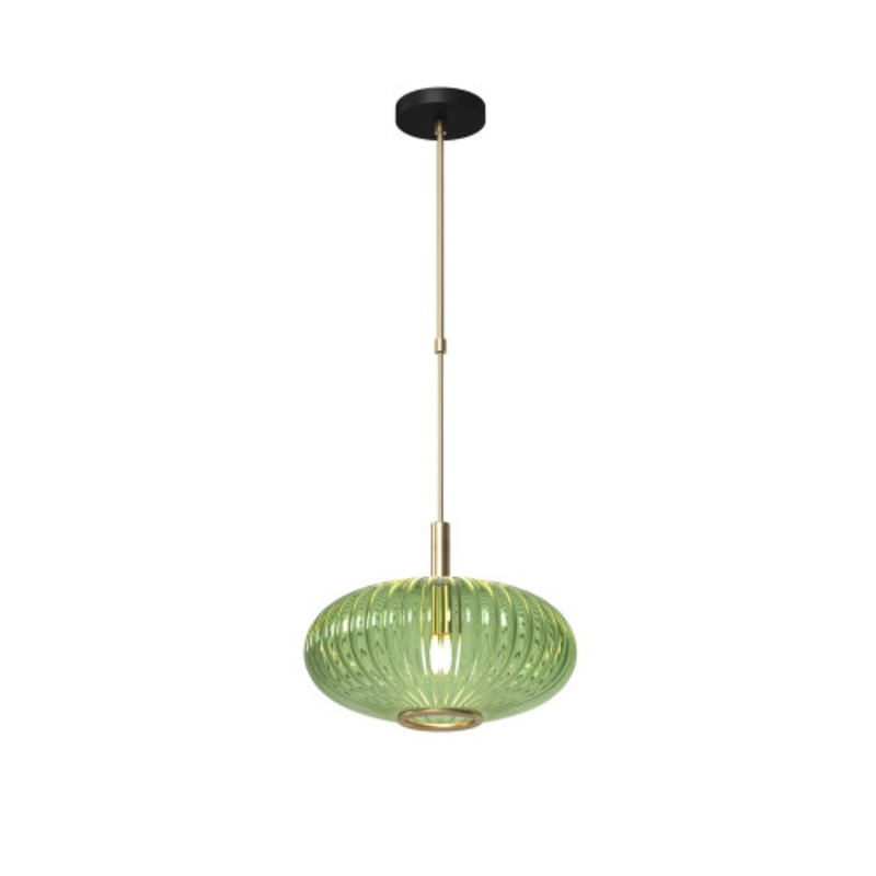 RAM Prohibition Brass Bar Single Shade Vintage Green Glass Pendant
