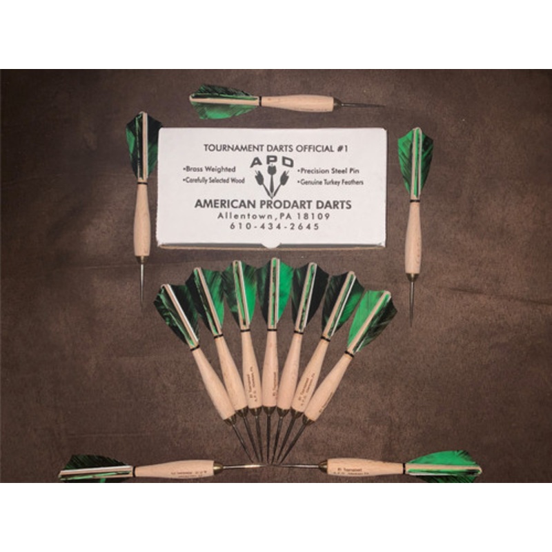 APD No.1 Official Tournament Darts Green Camo Feather (Dozen)