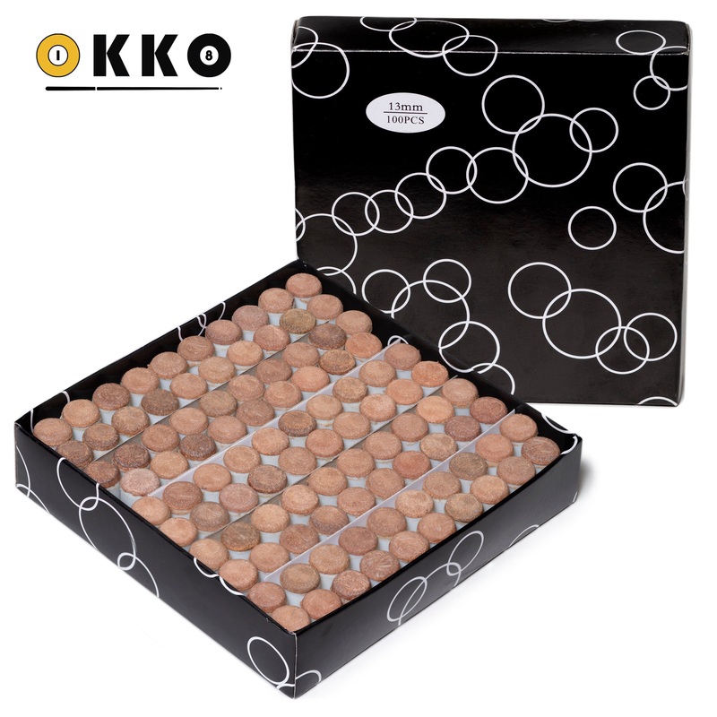OKKO Billiard Slip-On Tips 13mm Medium/Hard, Pack of 100