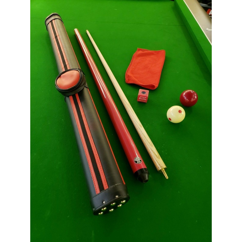 2 piece cue complete with case and accessories RED