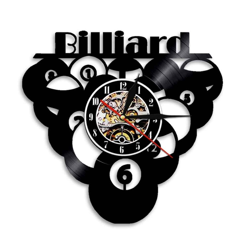 Pool/snooker rack of balls quartz wall clock made from a genuine 12 vinyl record