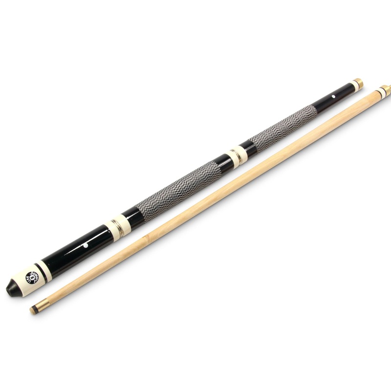 Adjustable hardwood cue with screw tip and butt wrap BLACK