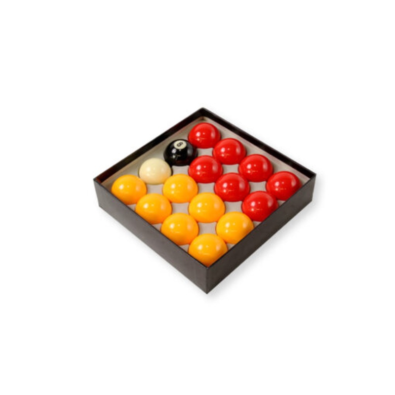 Premium quality red and yellow 2 pool balls with 1 7/8 cue ball