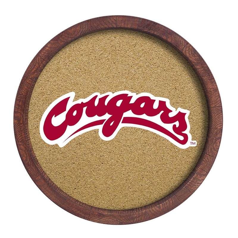 Washington State Cougars: Faux Barrel Framed Cork Board