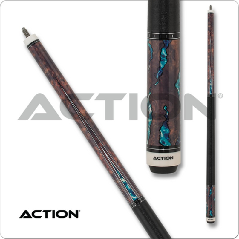 Action Fractal ACT154 Walnut w/ Aqua Pool Cue