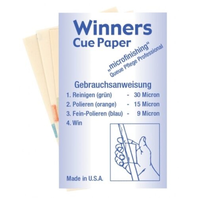 WINNERS cue papers for pool and snooker cue shaft cleaning