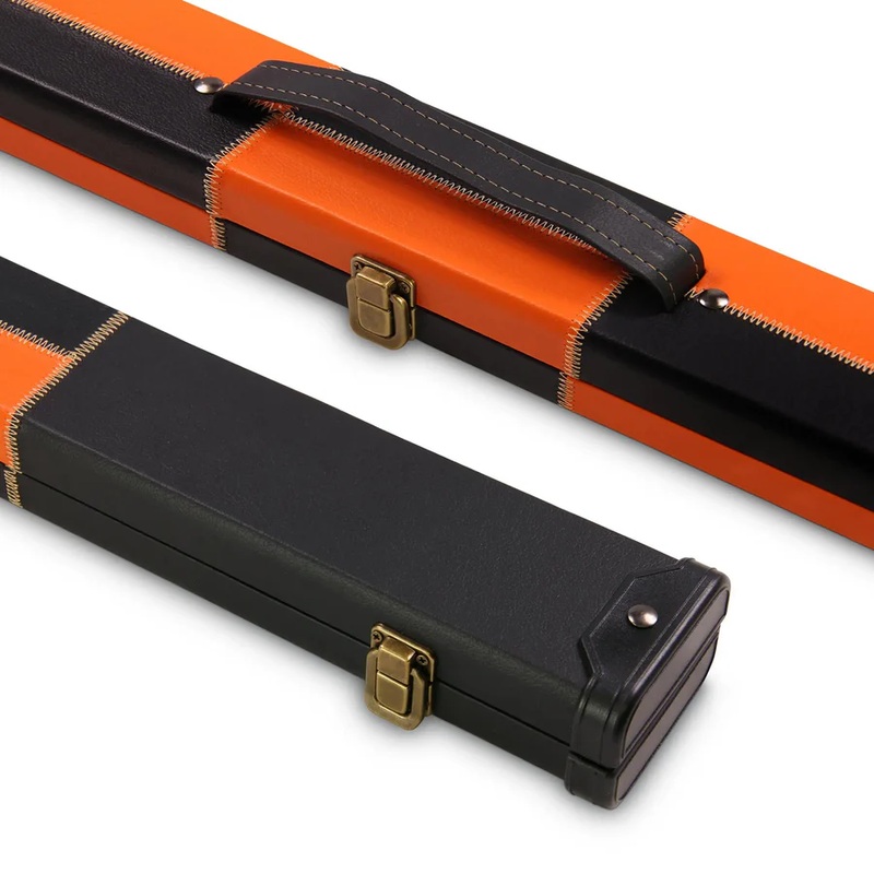Baize Master deluxe chequered 1 piece cue cue case for TWO cues ORANGE and BLACK