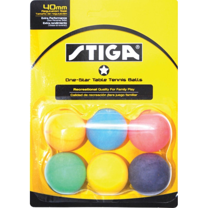 STIGA One-Star Multi-Color Balls – 6pk