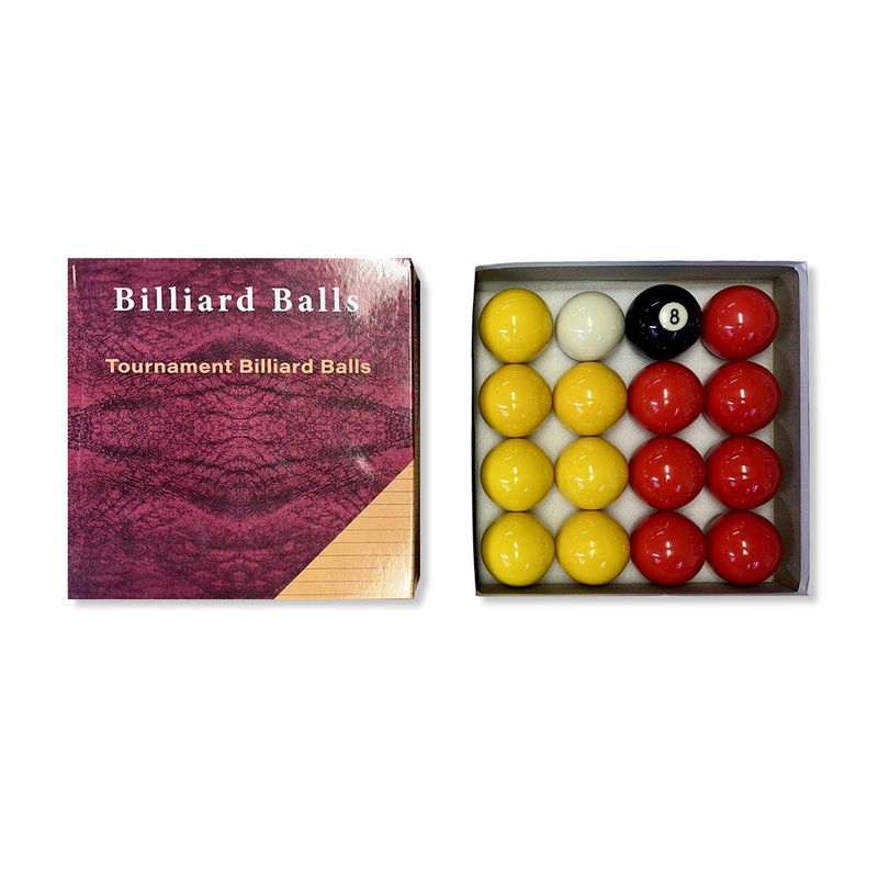 High Grade Polyester Eco 2 reds/yellows tournament pool balls with 1 7/8 cue ball