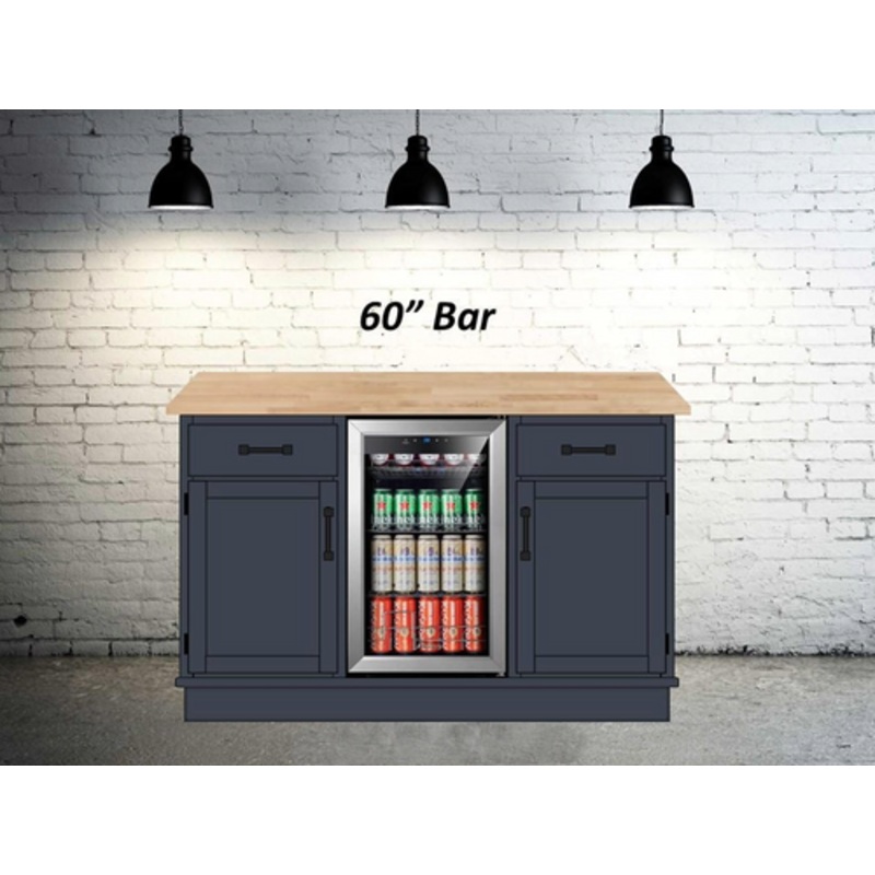 Shaker Custom Wall Bar Cabinet With Butcher Block Countertop
