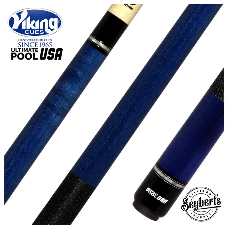 Viking Ultimate Pool USA Range Series Ocean Blue Stained Pool Cue with Black and Blue Linen Wrap – PROGRESSIVE