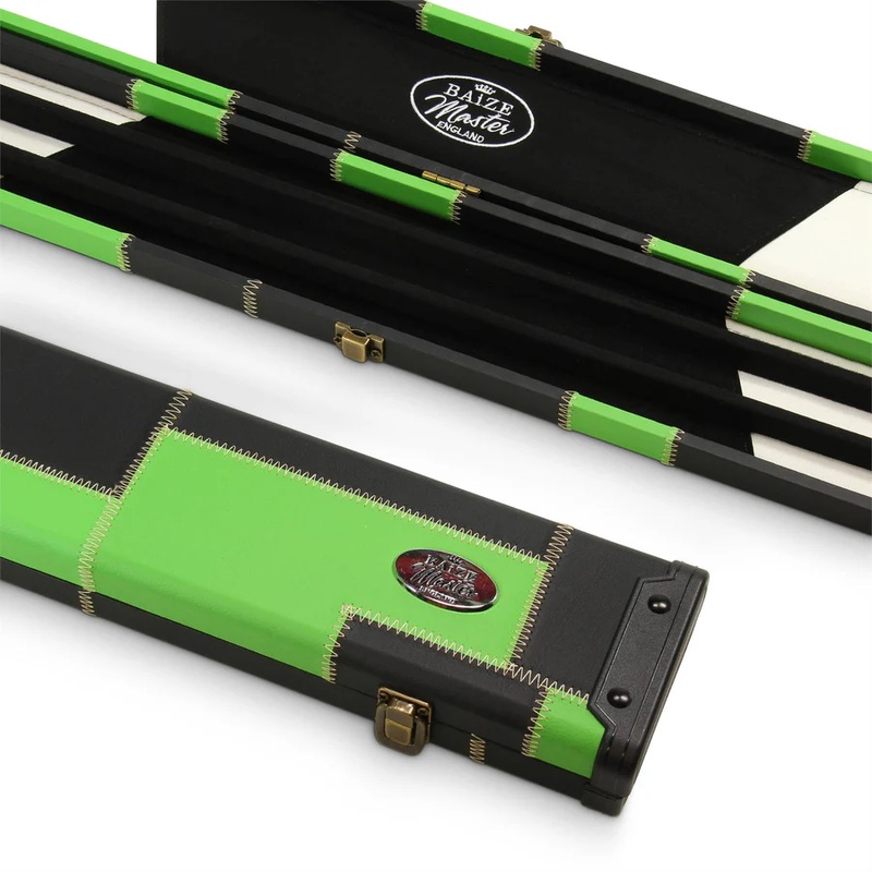 Baize Master EXTRA WIDE patch case to hold THREE x 1 piece cues GREEN and BLACK
