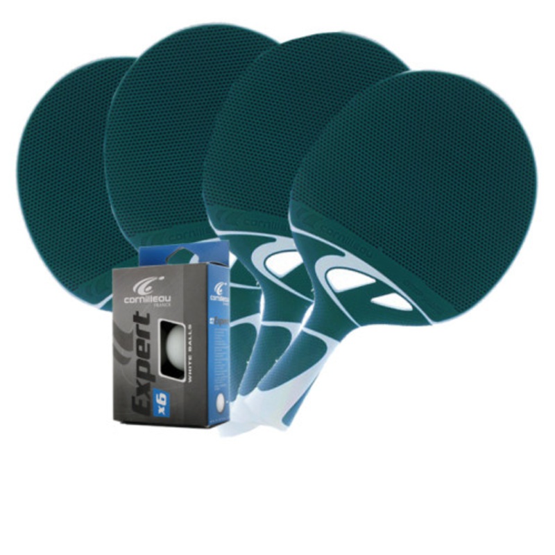 Cornilleau TACTEO 50 Turquoise Weatherproof Table Tennis 4 -Player Racket Set