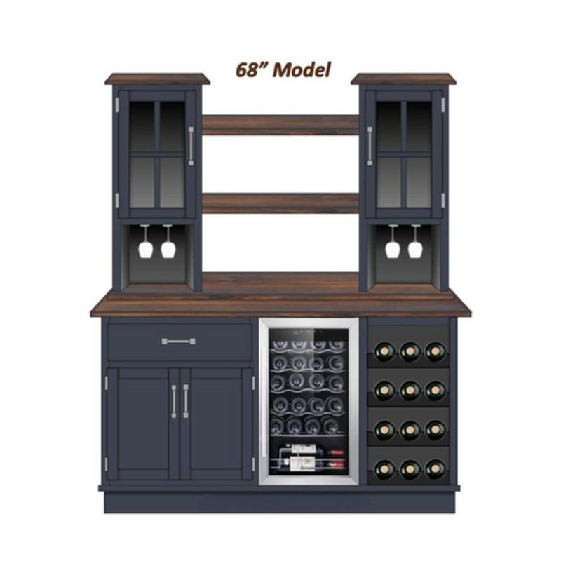 Shaker Custom Wall Bar Cabinet with Upper Cabinets