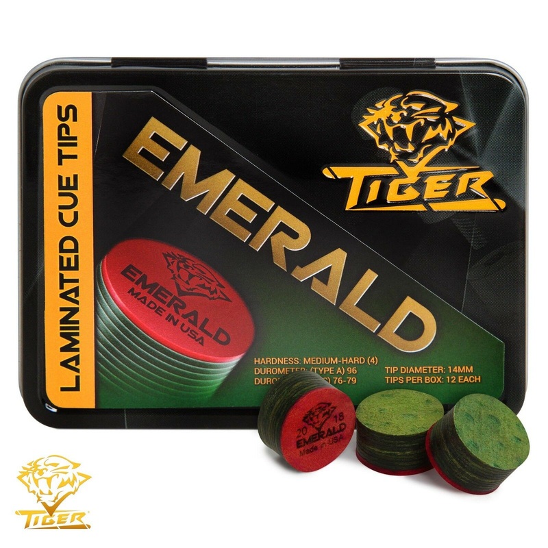 Tiger Emerald Cue Tip 14mm Medium/Hard 1 pc