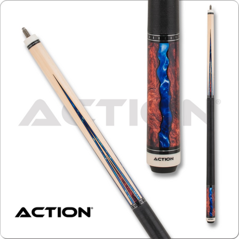 Action Fractal ACT152 Maple with Burl & Blue Points Pool Cue