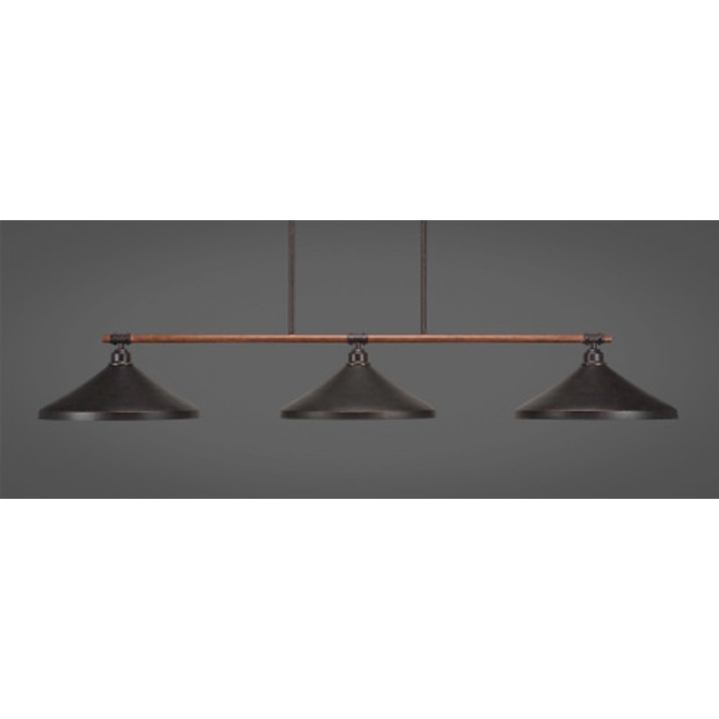 Toltec Blacksmith 3-Light Bar with 14 Dark Granite Metal Shades