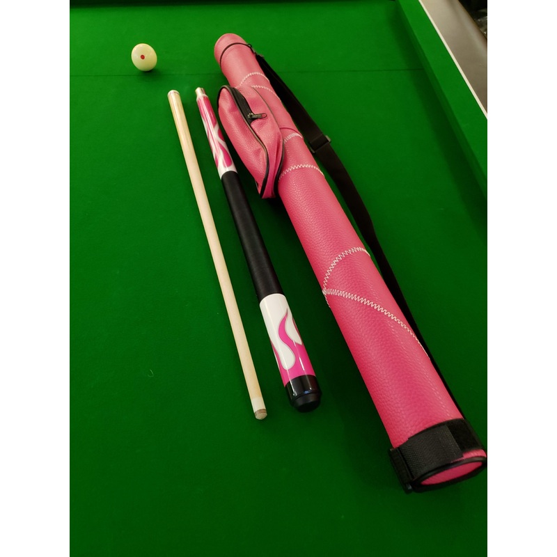Junior FLAME 48 centre jointed cue with matching hard tube case PINK
