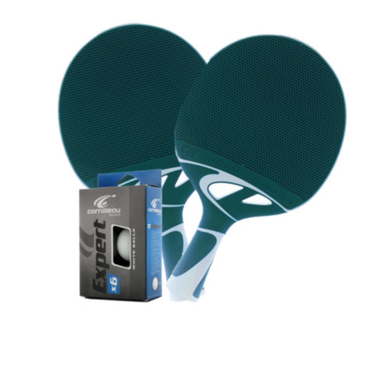 Cornilleau TACTEO 50 Turquoise Weatherproof Table Tennis 2 -Player Racket Set