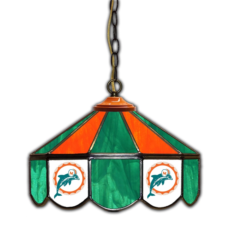 Miami Dolphins  14 Glass Pub Lamp