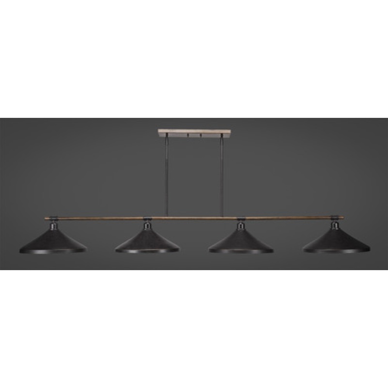Toltec Blacksmith 4-Light Bar with 14 Dark Granite Metal Shades