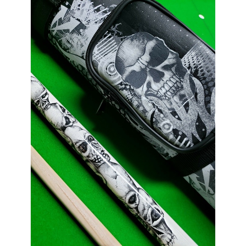 EIGHT BALL MAFIA skulls cue and matching case 9 ball 2 piece cue
