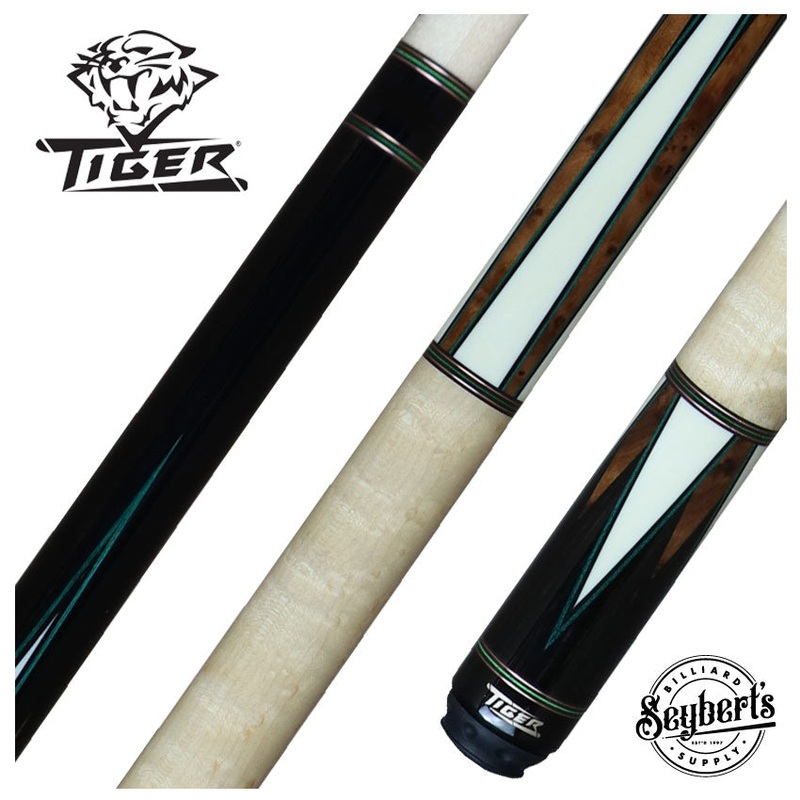 Tiger High Performance Series Cue – Curly Handle W/ Green Veneers – HD-5NG