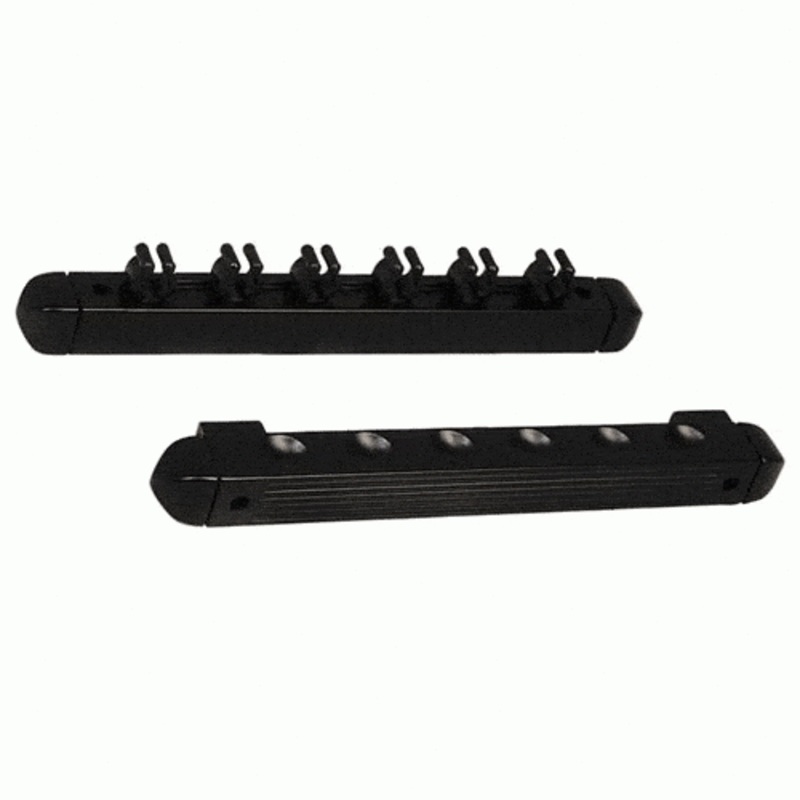Wall mounted slimline wooden cue rack for 6 cues BLACK