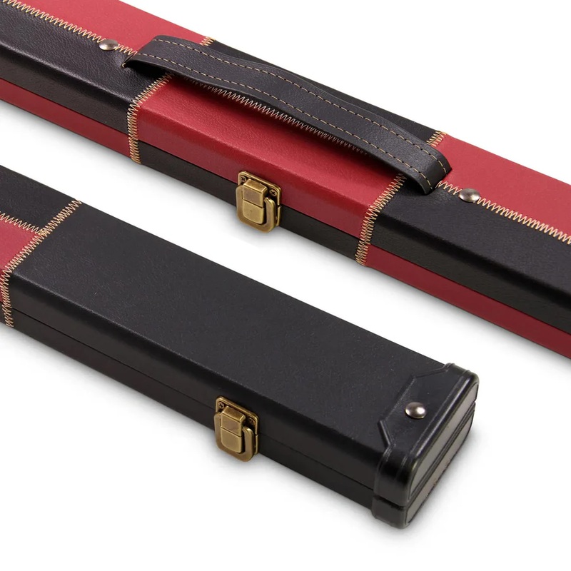 Baize Master deluxe chequered 1 piece cue cue case for TWO cues BURGUNDY