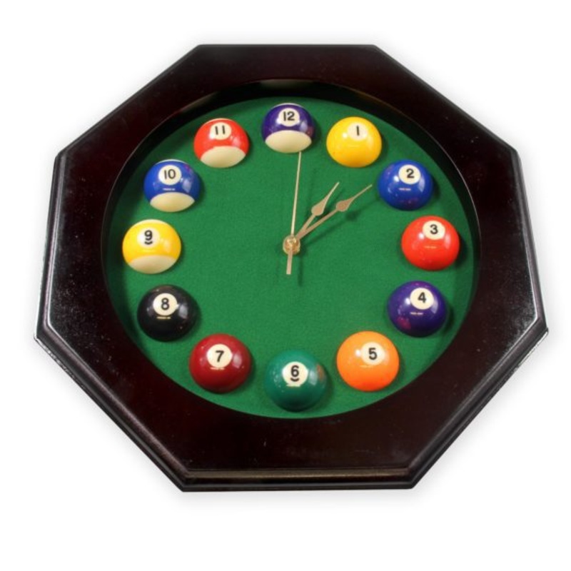 Octagonal pool ball quartz clock 16 DARK finish