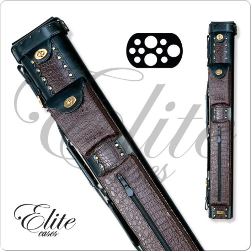 Elite ECL37 3×7 Burgundy Leather Hard Cue Case
