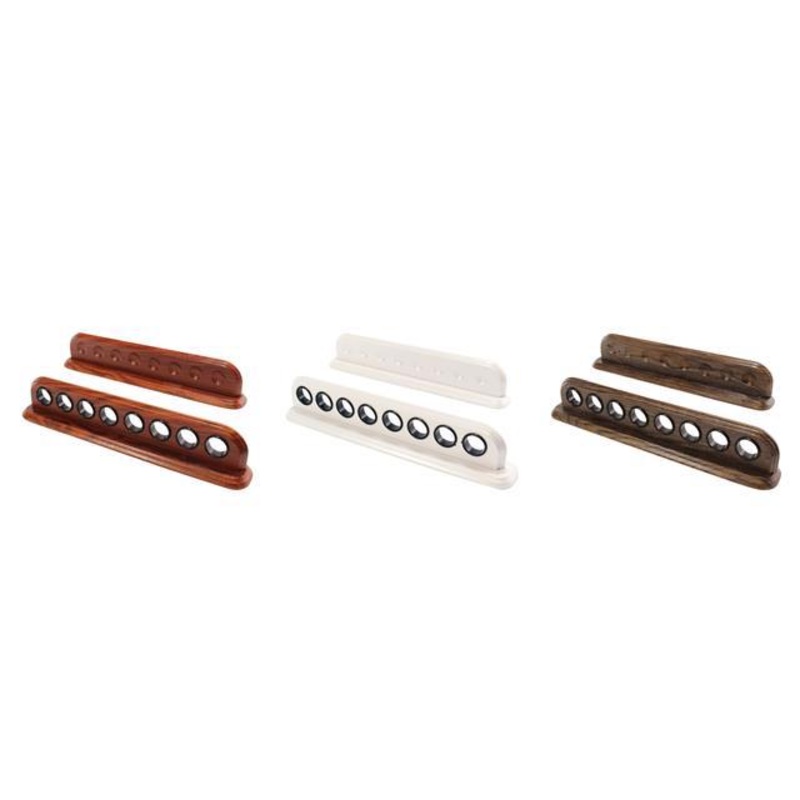 Wall mounted cue rack in 3 great finishes, holds 8 cues MAHOGANY (left in pic)