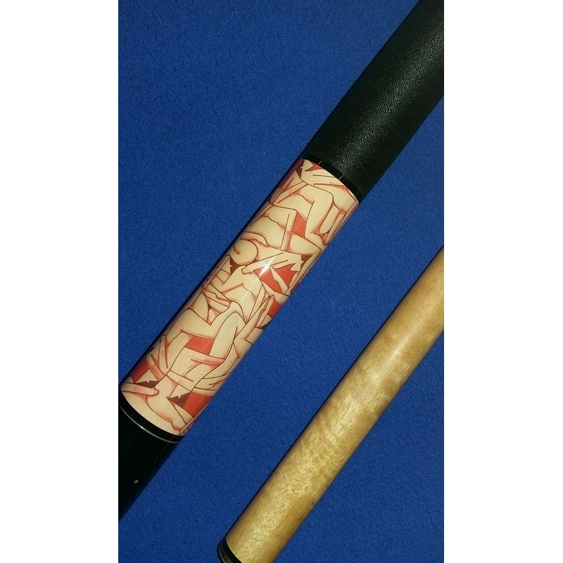 EROTIC ABSTRACT ART 9 ball 2 piece maple cue with linen wrap